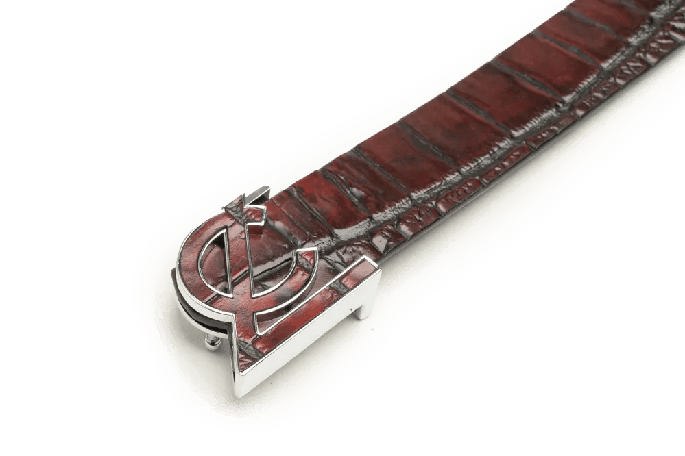 LEATHER BELT A1331 RED - LOGO