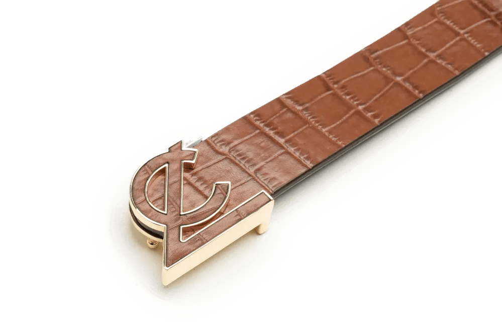 LEATHER BELT A1332 TAN - LOGO
