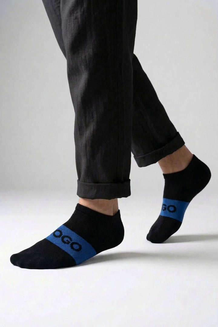LOGO MENS ANKLE COTTON SOCKS (PACK OF 2)