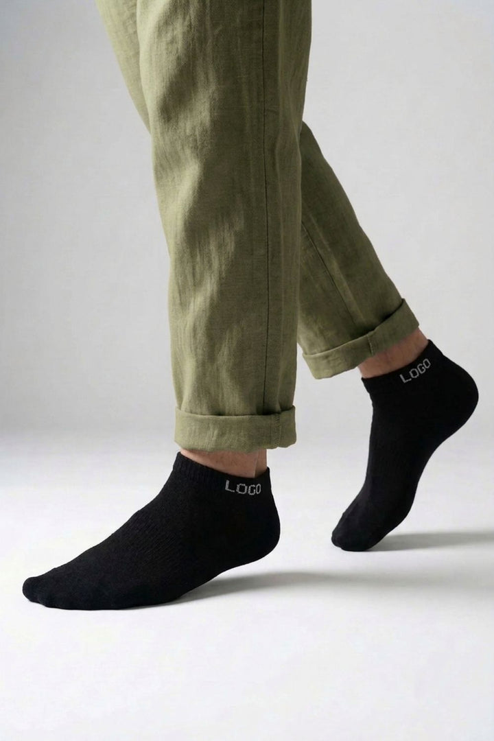 LOGO MENS ANKLE COTTON SOCKS (PACK OF 2)