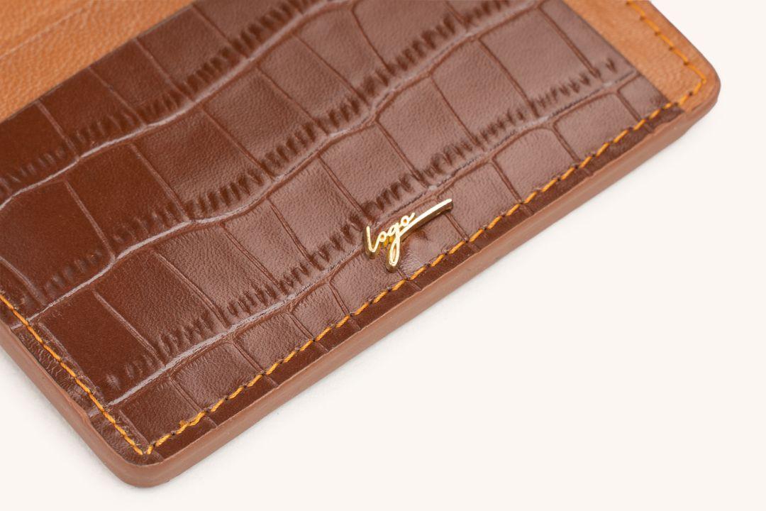 CARD WALLET CH451 TAN  "RFID PROTECTION" - LOGO | OPIA