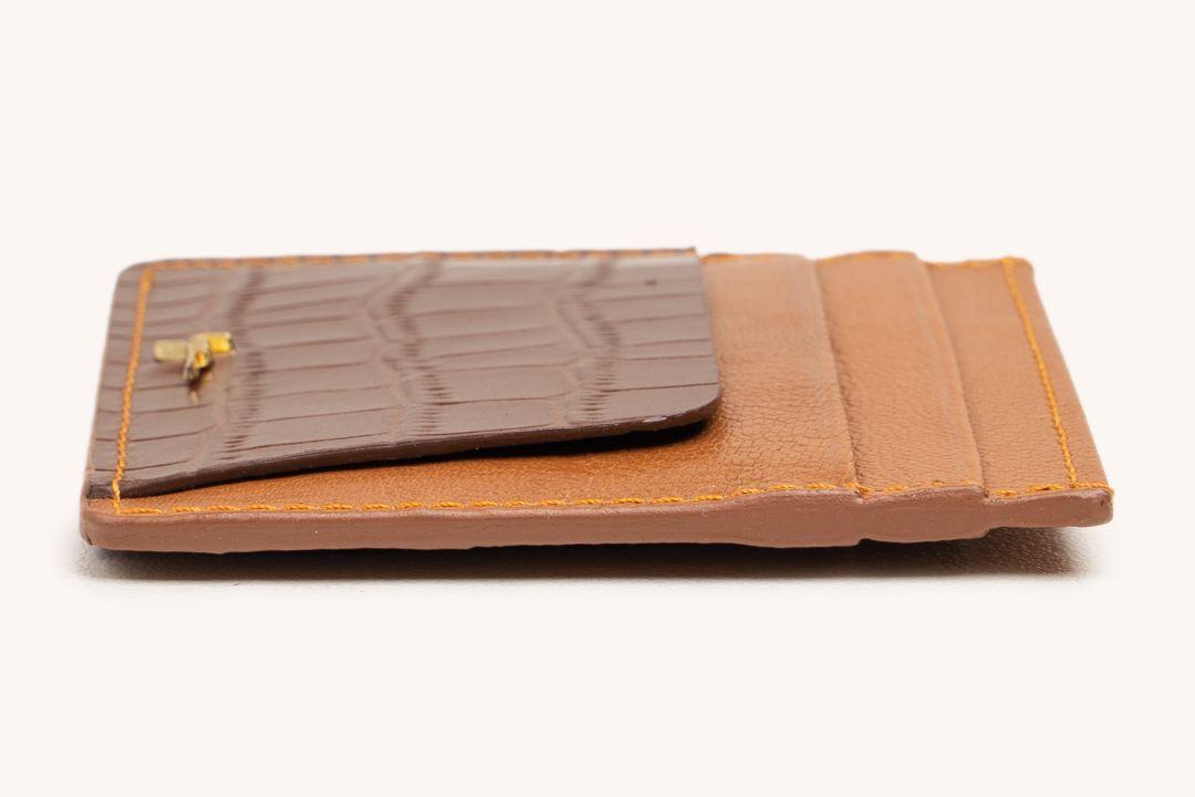 CARD WALLET CH451 TAN  "RFID PROTECTION" - LOGO | OPIA